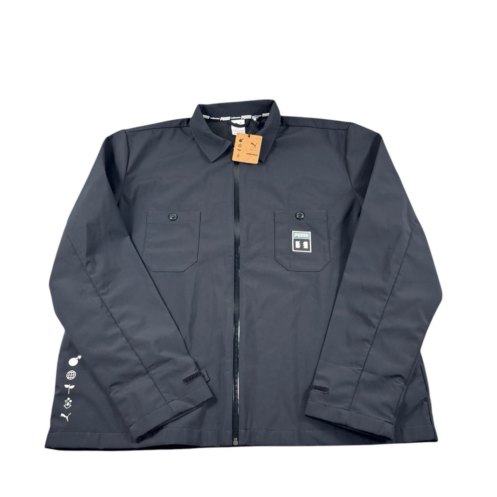 Puma x The Hundreds Chore Jacket Black Zip Up Overshirt XL 598310-01